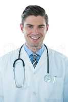 Doctor with stethoscope smiling
