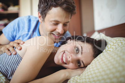 Romantic couple relaxing on bed Romantic couple relaxing on bed
