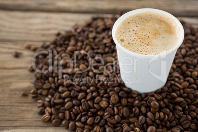 Close-up of coffee with coffee beans