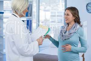 Pregnant patient consulting a doctor