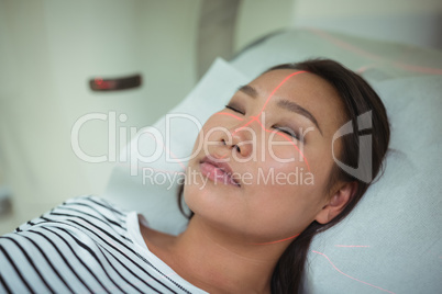 Close-up of patient undergoing CT scan test