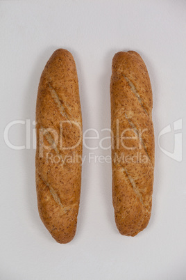 Baguette on white background