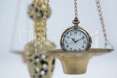 Pocket watch on weight scale