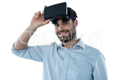 Man using virtual reality headset