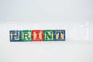 Print letter blocks on white background