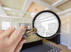 Hand Holding Magnifying Glass Revealing Custom Kitchen Design Dr