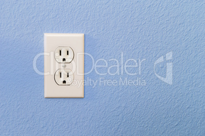 Electrical Sockets In Colorful Blue Wall