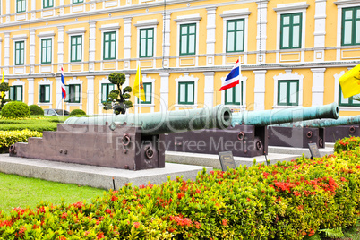 Ancient biggest cannon and Lion statue from Thai government muse