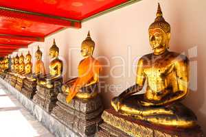 Buddha in Wat Pho Temple sequential nicely in Bangkok, Thailand.