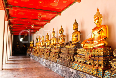 Buddha in Wat Pho Temple sequential nicely in Bangkok, Thailand.