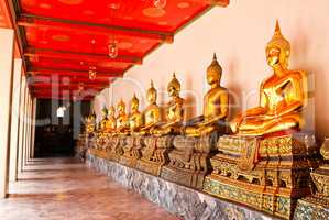 Buddha in Wat Pho Temple sequential nicely in Bangkok, Thailand.