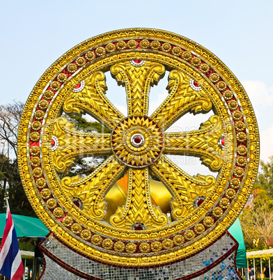 Wheel of dhamma of buddhism.