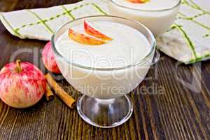 Jelly air apple in bowl with fruits on board