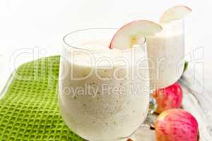 Jelly air apple in wineglass with fruits on board