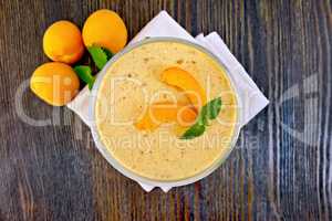 Jelly air apricot in glass bowl on board top