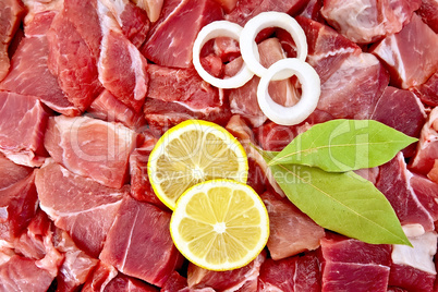 Meat with onion and lemon texture