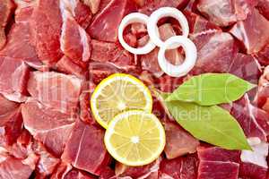 Meat with onion and lemon texture