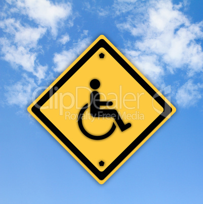 Handicap disabled sign on beautiful sky background.