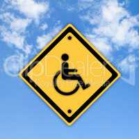 Handicap disabled sign on beautiful sky background.