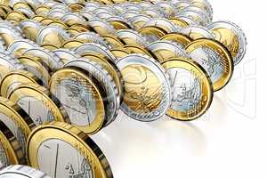 Rolling money coins, 3d illustration