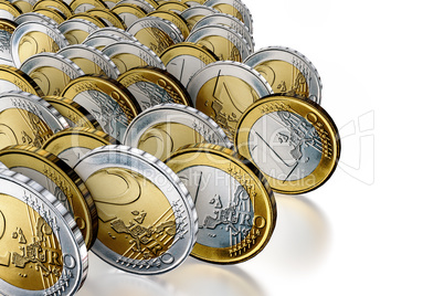 Rolling money coins, 3d illustration
