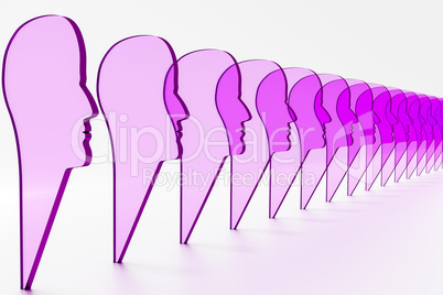 Heads one behind the other, 3d illustration