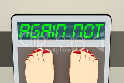 Weight scale with feet, 3d illustration, AGAIN NOT