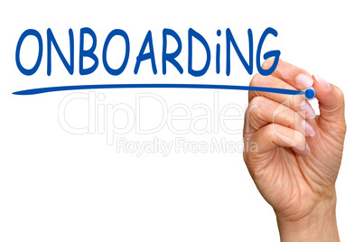 Onboarding - female hand with pen writing text