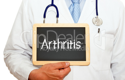 Arthritis - Doctor with chalkboard on white background