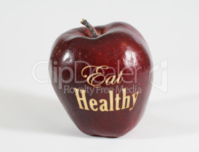 Roter Apfel mit der Aufschrift Eat Healthy
