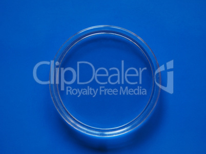 Petri dish for cell culture over blue