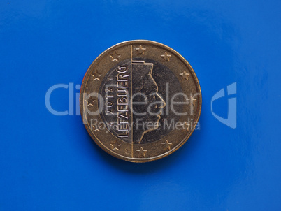 1 euro coin, European Union, Luxembourg over blue