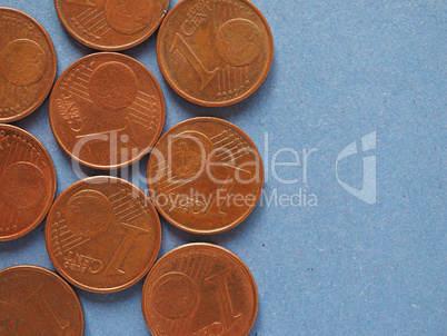 1 cent coin, European Union background with copy space