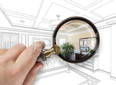 Hand Holding Magnifying Glass Revealing Custom Kitchen Design Dr