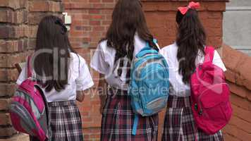 Teen Girls Walking To School