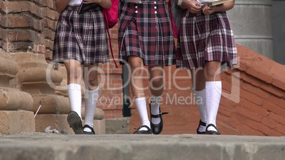 Female Teen Students Walking