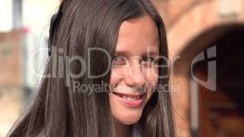 Smiling Teen Girl With Long Hair