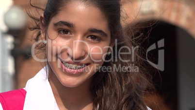 Pretty Teen Girl Smiling With Braces