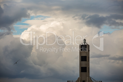 Tower lighthouse in winter .