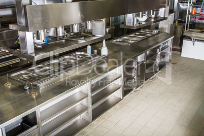 Professional kitchen, view counter in steel