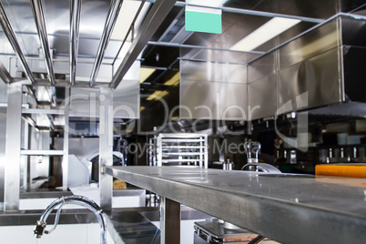 Professional kitchen, view counter in steel