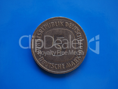 5 marks coin, Germany over blue