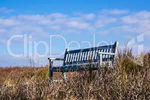 Eine Sitzbank an der Küste der Ostsee