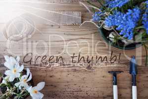 Sunny Spring Flowers, Text Green Thumb