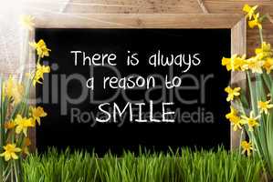 Sunny Spring Narcissus, Chalkboard, Quote Alwyas Reason To Smile