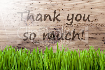 Bright Sunny Wooden Background, Gras, Text Thank You So Much