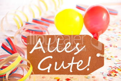 Party Label, Balloon, Streamer, Alles Gute Means Best Wishes