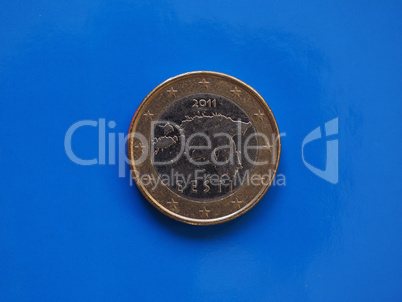 1 euro coin, European Union, Estonia over blue