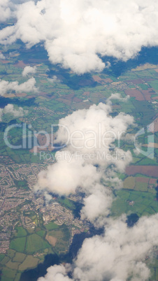 Aerial view of countryside near Bristol - vertical