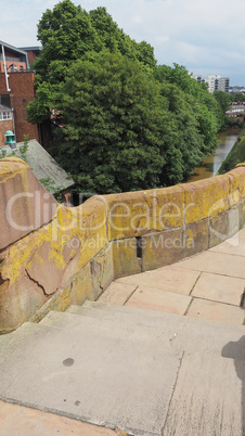 Roman city walls in Chester - vertical